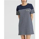 Good Vibes T-Shirt Dress in Breton Striped Cotton with Embroidery