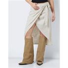 Wrapover Midi Skirt with High Waist