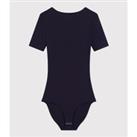 Organic Cotton Bodysuit with Short Sleeves in 2/2 Rib