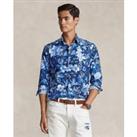 Cotton Oxford Shirt in Floral/Leaf Print and Slim Fit