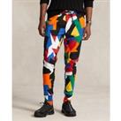 Graphic Print Joggers in Cotton Mix