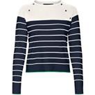 Narrow Stripe Jumper with Crew Neck in Cotton Mix