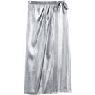 Metallic Wrapover Midaxi Skirt