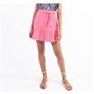 Cotton Buttoned Mini Skirt with Bow Detail