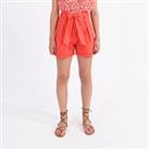 Cotton High Waist Shorts with Bow Detail