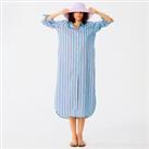 Cotton Voile Shirt Dress in Striped Print
