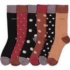 Pack of 6 Pairs of Printed Crew Socks in Cotton Mix