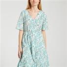 Tokapi Floral Midaxi Dress in Cotton with V-Neck and Short Sleeves