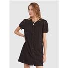 Broderie Anglaise Mini Dress in Cotton with Short Puff Sleeves