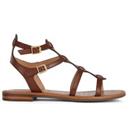 Sozy Leather High Sandals with Flat Heel
