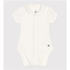 Peter Pan Collar Bodysuit in Cotton with Short Sleeves