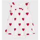 Heart Print Cotton Dress with Integral Bodysuit