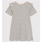 Breton Striped Cotton Dress with Ruffles and Short Sleeves