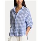 Checked Linen Shirt with Long Sleeves