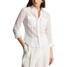 Openwork Linen Shirt with Flap Pockets and Long Sleeves