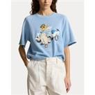 Cotton Polo Bear Sweatshirt with Short Sleeves and Crew Neck