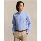Checked Embroidered Logo Shirt in Cotton Poplin and Slim Fit
