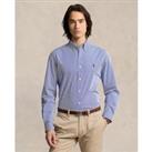 Striped Embroidered Logo Shirt in Cotton Poplin and Slim Fit