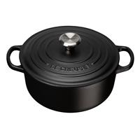 Le Creuset Signature Cast Iron Round Casserole, 20cm, Satin Black