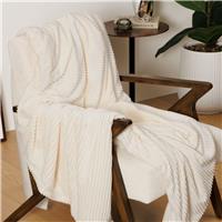 Atmosphera Arum Corduroy Flannel Throw, Ivory