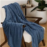 Atmosphera Arum Corduroy Flannel Throw, Ink Blue