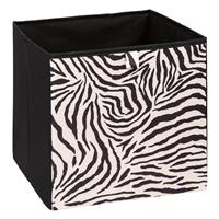 5five Zebra Print Fabric Storage Cube, 31x31cm, Black