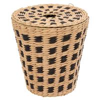 5five Woven Square Round Bin, 7L, Black & Natural