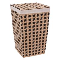 5five Woven Square Laundry Bin, 40L, Black & Natural