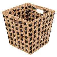 5five Woven Square Design Basket, Black & Natural