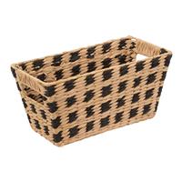 5five Woven Square Design Rectangle Basket, Black & Natural