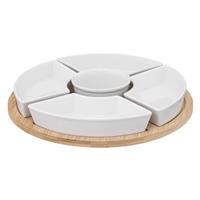 Secret De Gourmet Round Bamboo Snack Set, White