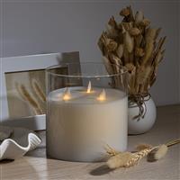 Atmosphera LED Wide Glass Candle, White