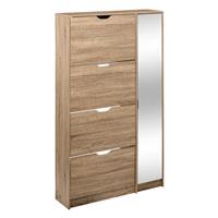 5five 4 Drawer Shoe Storage Unit with Mirror, Beige