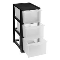 5five 3-Drawer Plastic Storage Unit, Black