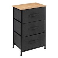 5five Tissa 3 Fabric Drawer Unit, Black & Natural