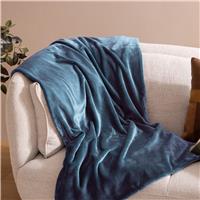 Atmosphera Cuddly Flannel Throw, Aegean Blue