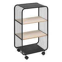 5five 3 Tier Rolling Storage Cart, Black