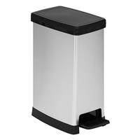 5five Metal Look Slim Pedal Bin, 40L, Silver