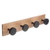 5five 4 Hook Wooden Hanging Rack, Black