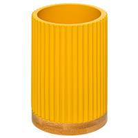 5five Modern Bamboo Toothbrush Holder, Mustard & Bamboo