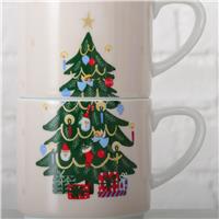 Boltze Hanna Christmas Stacking Mugs, Set of 2