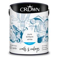 Crown Matt Emulsion Paint, 2.5L, Pure Brilliant White