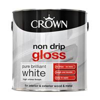 Crown Non Drip Gloss Paint, 750ml, Pure Brilliant White