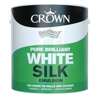 Crown Silk Emulsion Paint, 2.5L, Pure Brilliant White