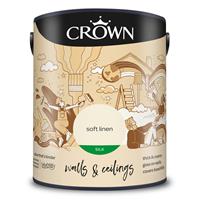 Crown Silk Emulsion Paint, 5L, Soft Linen