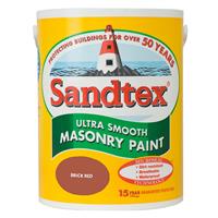 Sandtex Smooth Masonry Paint, 5L, Brick Red