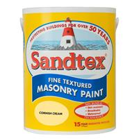 Sandtex Textured Masonry Paint, 5L, Cornish Cream