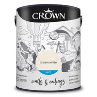 Crown Matt Emulsion Paint, 5L, Cream White