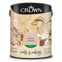 Crown Silk Emulsion Paint, 5L, Toast Almond