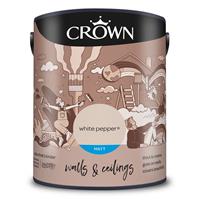 Crown Matt Emulsion Paint, 5L, White Pepper